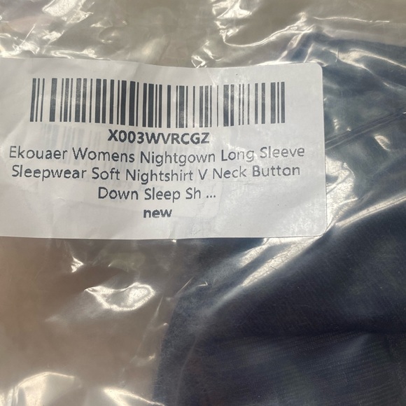 (A8) Ekouaer Longsleeve Ribbed Knit Sleep Shirt vneck Button Notch Collar, M,NWT - Picture 4 of 7